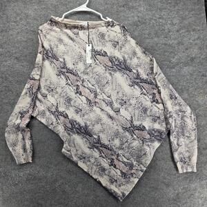 Olivaceous Sweater Womens Medium Beige Snake Print Boat Neck Pullover Knit